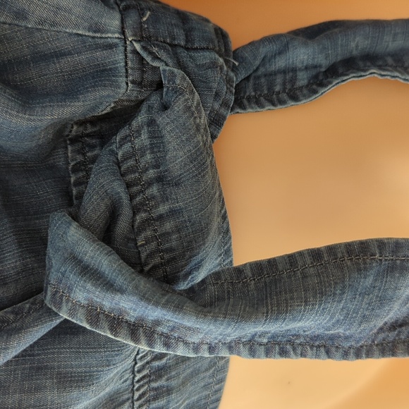 Bella Dahl Chambray True Wrap Crop Top S - Picture 11 of 16